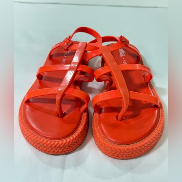 MELISSA + SALINAS  Vibrant orange PVC gladiator sandals size 9 - Picture 9 of 9